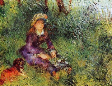  noir - madame avec un chien Pierre Auguste Renoir